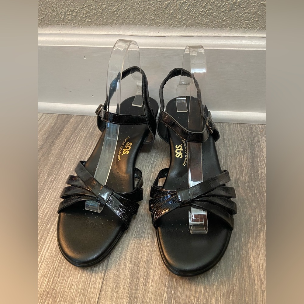 NWOT SAS Strippy Tripad Comfort Women’s Sandals Size 10 W Black Ankle Strap Lthr